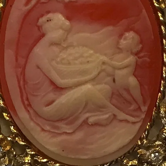 Sarah Cov unique vintage mother & child cameo brooch / pendant - Picture 5 of 10